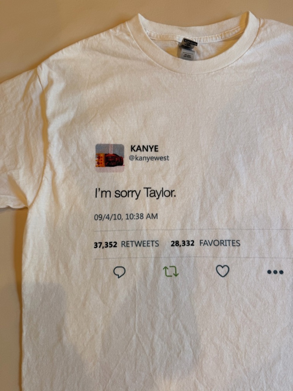 Kanye West “I’m Sorry Taylor” Tweet T-Shirt White Size M